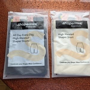 2 Pairs - Shapermint Essentials High-Waisted Shaper Shorts — Black and Beige